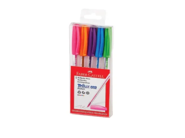 bolígrafos trilux multiples colores cantidad 5 piezas